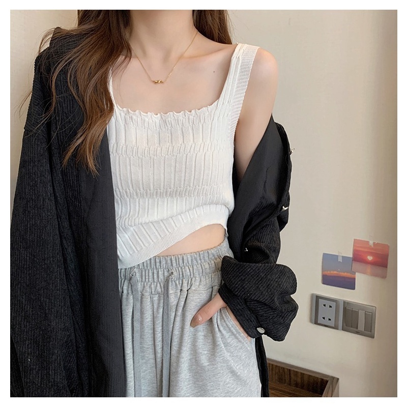 Áo hai dây dệt kim ZHELIHANGFEI dáng ngắn độc đáo thời trang quyến rũ cho nữ