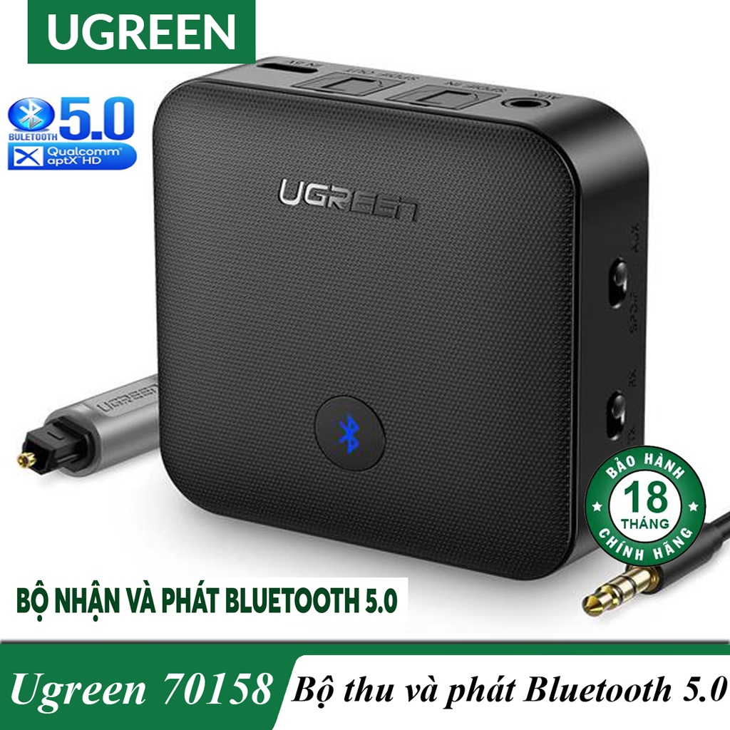 Bộ Thu Phát Âm Thanh Bluetooth 5.0 Hỗ Trợ APTX Ugreen 70158 Chính Hãng - Bảo Hành 18 Tháng