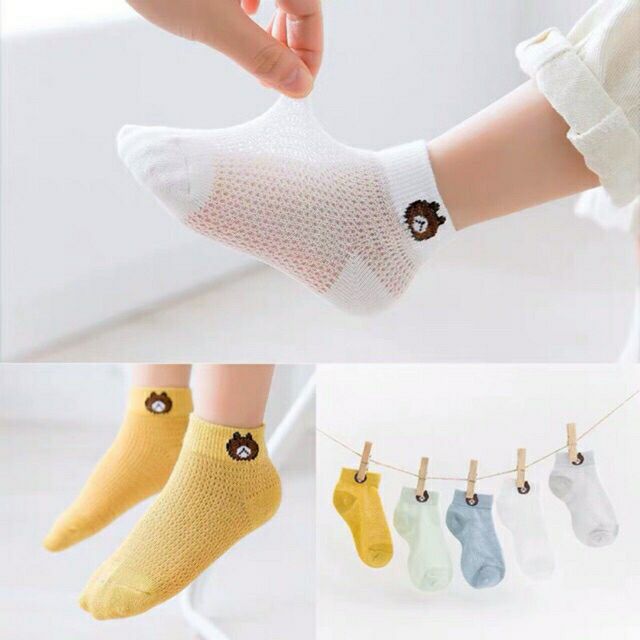 (Set 5 Đôi) Tất Thông Hơi Họa Tiết Hình Gấu Cho Các Bé .