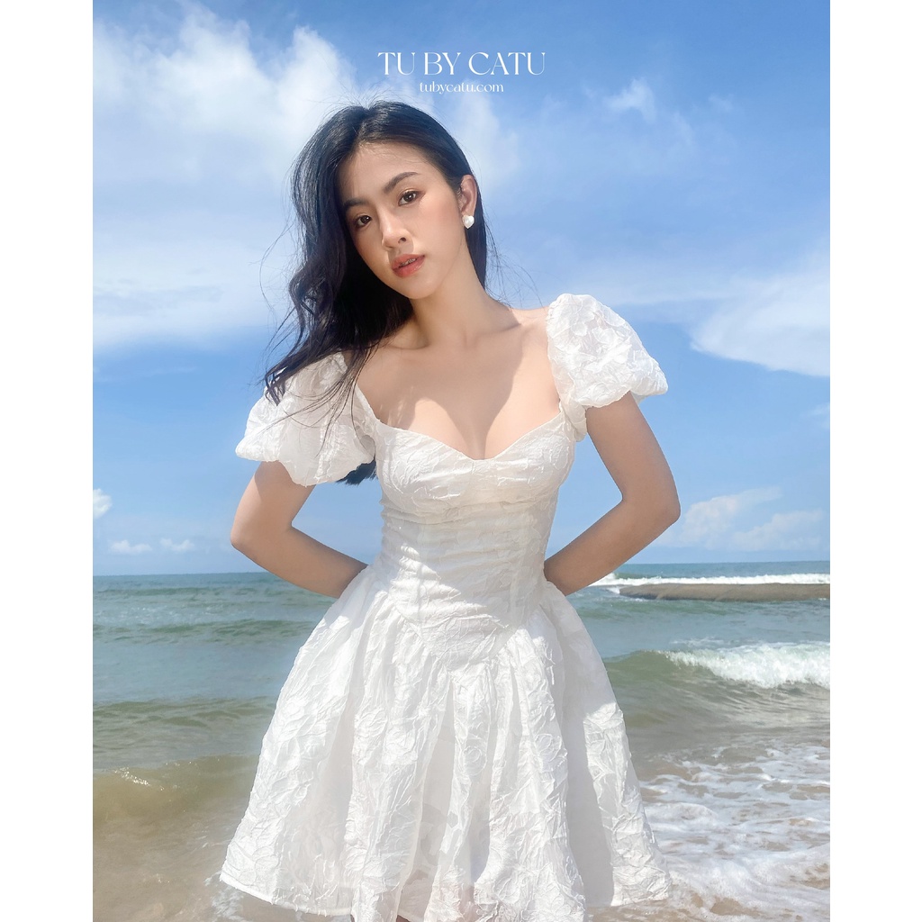 TUBYCATU | Đầm trắng babydoll organza flower
