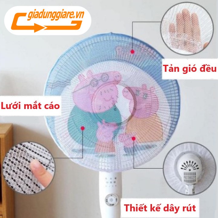 LƯỚI BỌC QUẠT (Dây rút vừa các loại quạt gia đình) bọc lồng quạt an toàn cho bé vải bọc cả loại quạt lớn và nhỏ