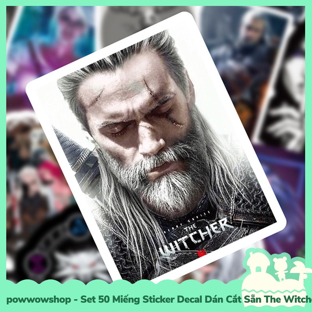[Sẵn VN - Hỏa Tốc] Set 50 Miếng Sticker Decal Cắt Sẵn DIY Dán Trang Trí Vật Dụng Mẫu Nhân Vật Game The Witcher St Hero