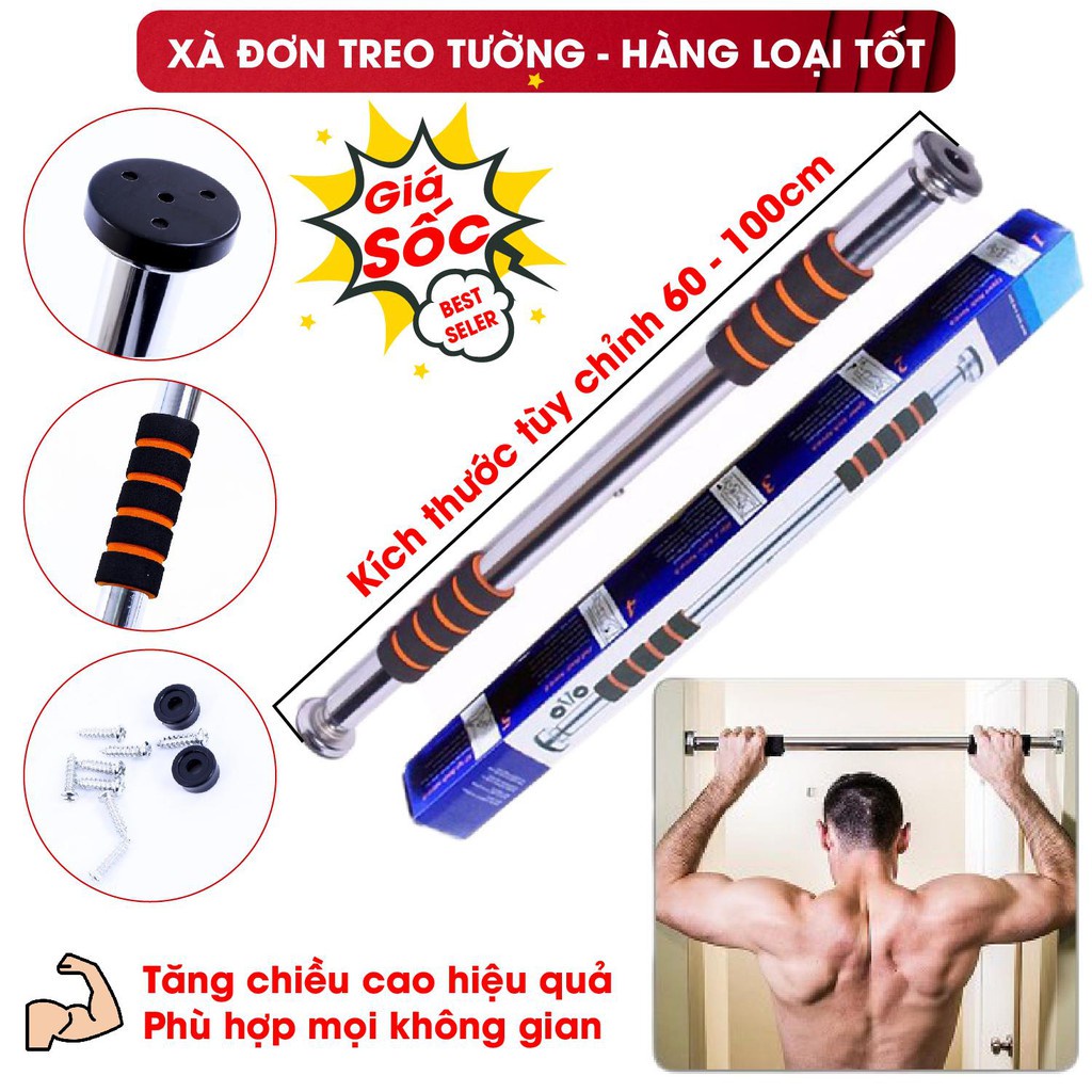 Xà Đơn Treo Tường 80 -130 cm Chống Xoay