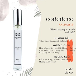 [Nhiều Mùi] Nước Hoa Nam, Tinh dầu nước hoa Code Deco DẠNG XỊT 10ml