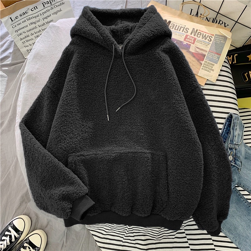 ÁO HOODIE LÔNG CỪU NAM NỮ UNISEX -ÁO LÔNG SIÊU ẤM PHONG CÁCH HÀN QUỐC ULZZANG QTVN | BigBuy360 - bigbuy360.vn