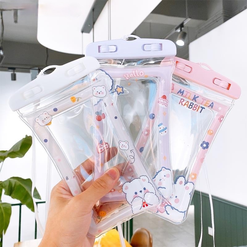 Túi đựng điện thoại trong suốt chống sốc chống thấm nước họa tiết hoạt hình dễ thương