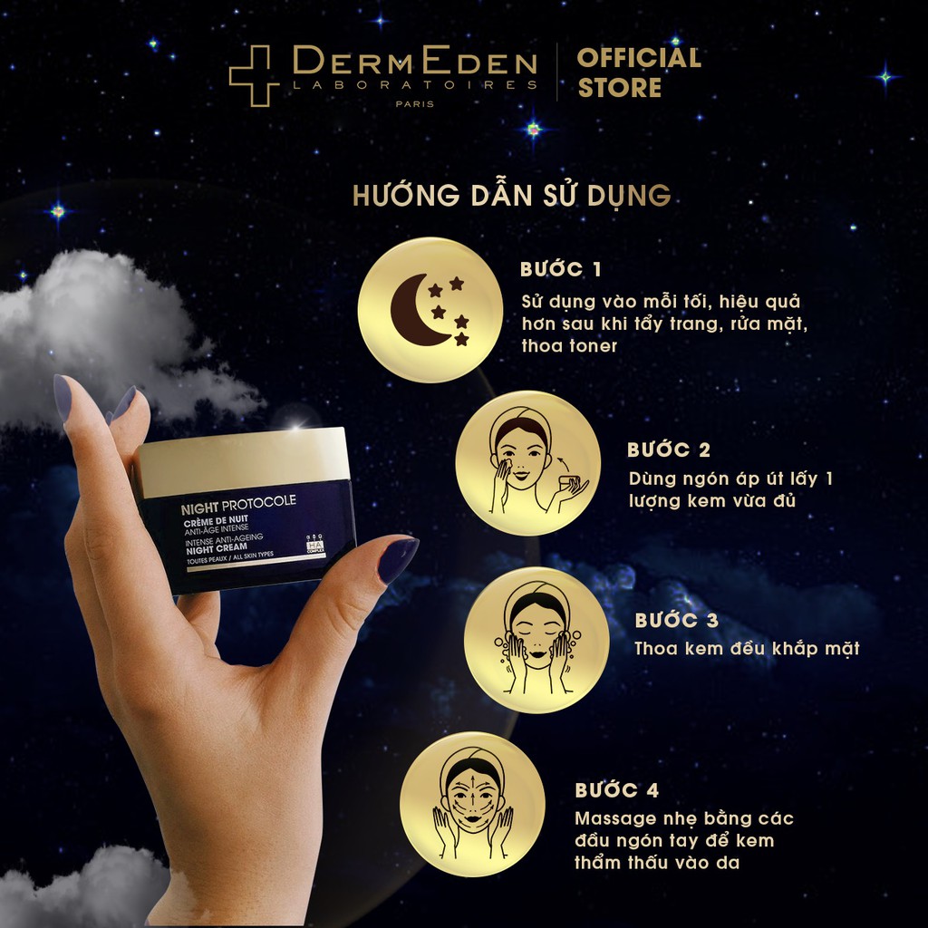 Kem dưỡng ẩm chống lão hóa da, giảm nám tàn nhang DERMEDEN Night Cream Retinol 1% + Niacinamide 5%