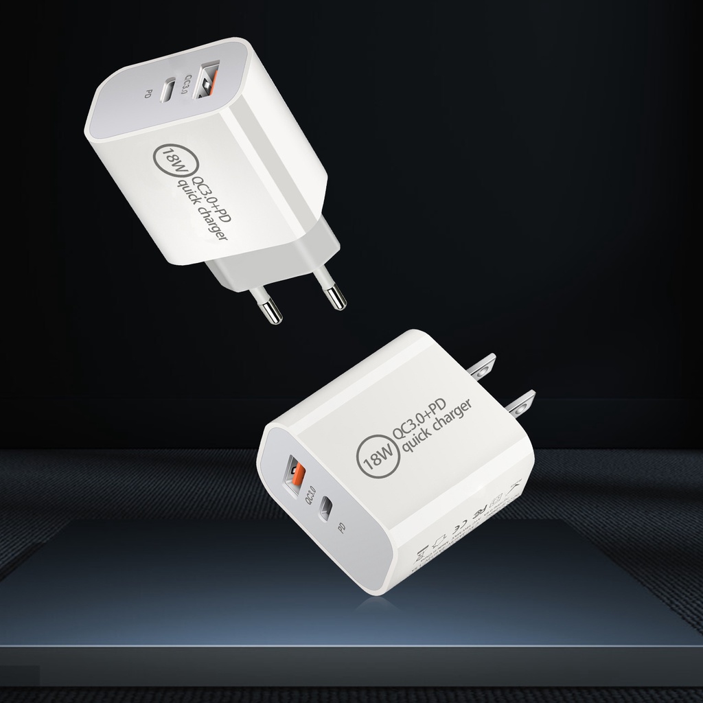 Cốc Sạc Điện Thoại Nhanh Hai Cổng Us / Eu / Uk / Au Pd 20w Qc3.0