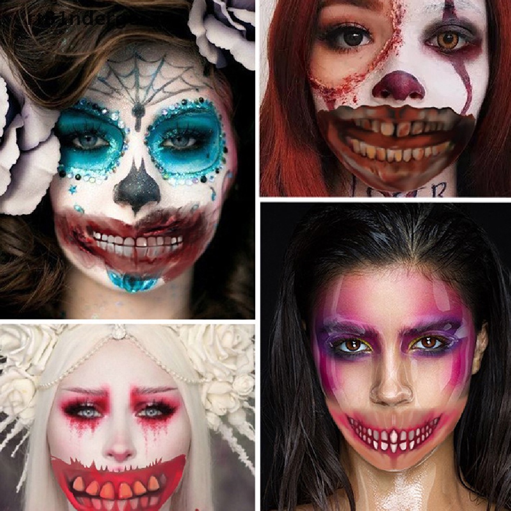1 Tờ Hình Xăm Dán Mặt Môi Miệng To Phong Cách Halloween Độc Đáo