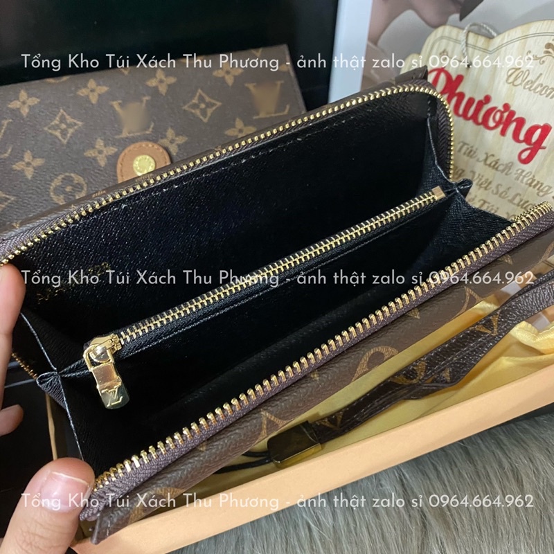 Ví Cầm Tay Nữ Thời Trang Hoa Nâu, Clutch Cầm Tay Cao Cấp (Hàng Fullbox - dập logo từng chi tiết)