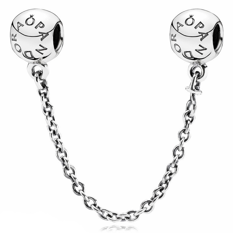 charm xích safety pan.do.ra hoạ tiết logo bạc s925 cao cấp