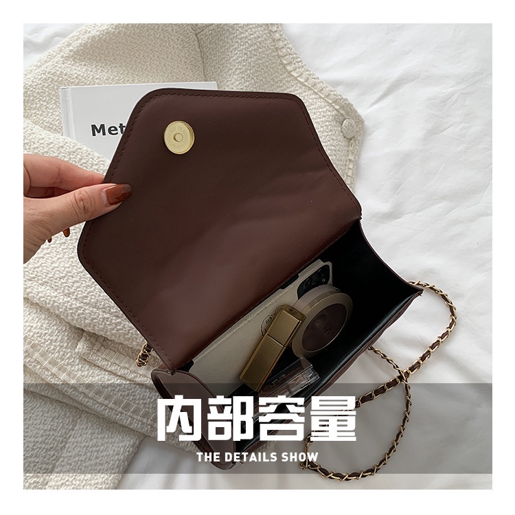 Túi Đeo JASMIN NOIR Chéo Nắp Lật Phối Dây Xích Họa Tiết Kẻ Sọc Cho Nữ