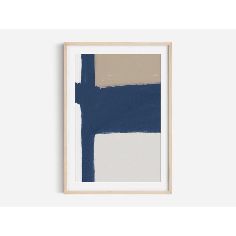 Tranh treo tường | Tranh nghệ thuật trừu tượng - Beige And Navy Abstract Art Print, Shape Abstract Art