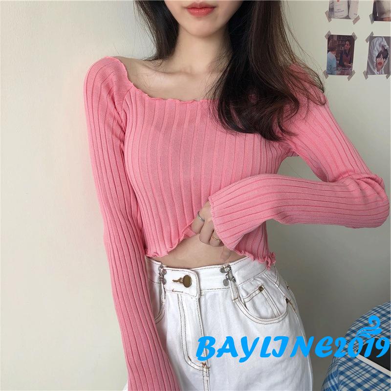 Áo Lửng Dệt Kim Tay Dài Màu Sắc Nhã Nhặn Thời Trang Dành Cho Nữ