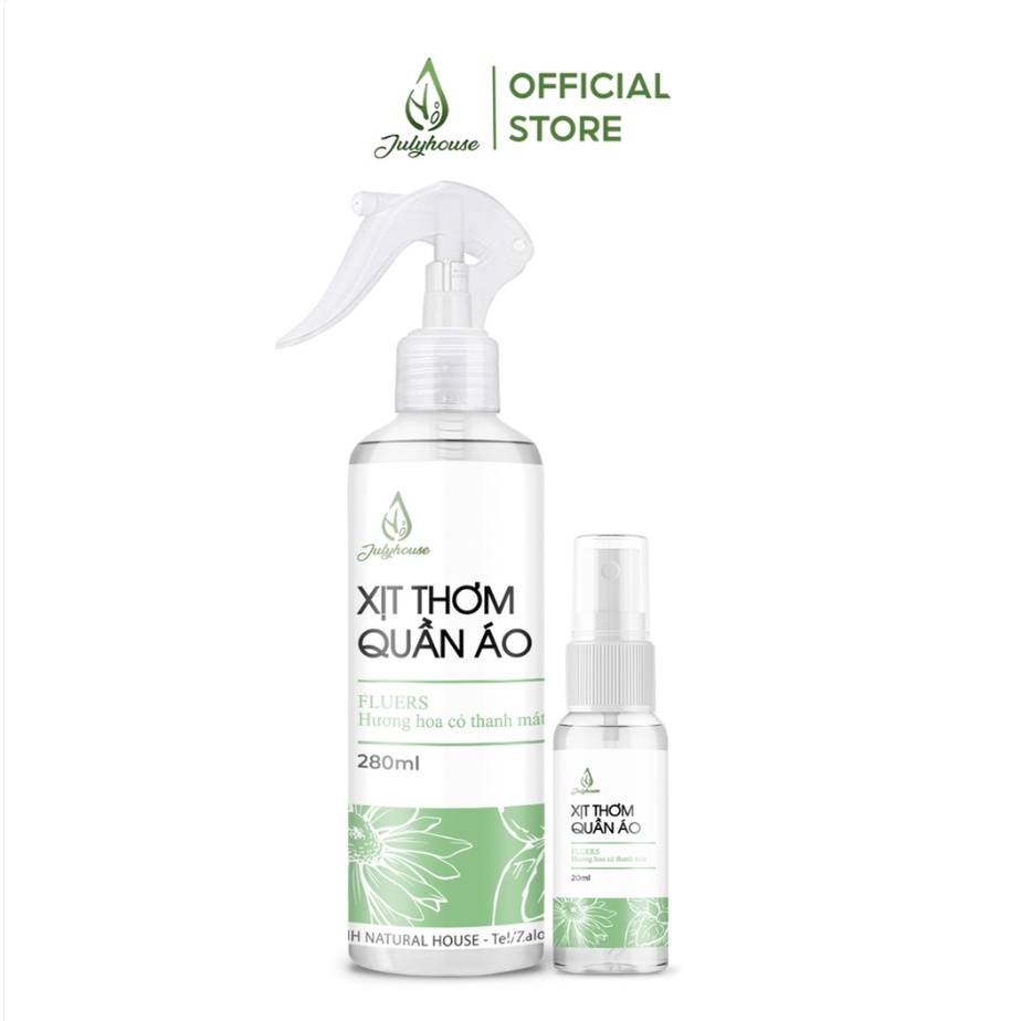 Xịt thơm quần áo thơm mát ngày dài JULYHOUSE dung tích 20ml/280ml , MYHOMI SHOP