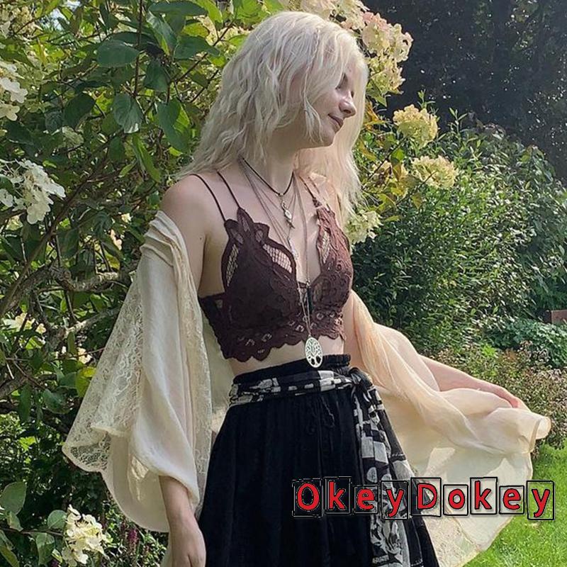 Áo Hai Dây Cổ Chữ V Hở Rốn Màu Trơn Phối Ren Gợi Cảm Thời Trang Cho Nữ