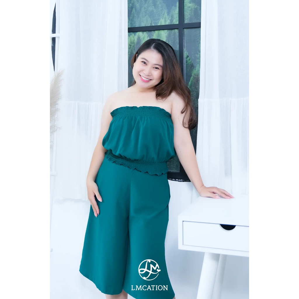Đồ Bộ Mặc Nhà LMcation - Áo ống Carol &amp; Quần váy lửng Vera - Xanh lá cây