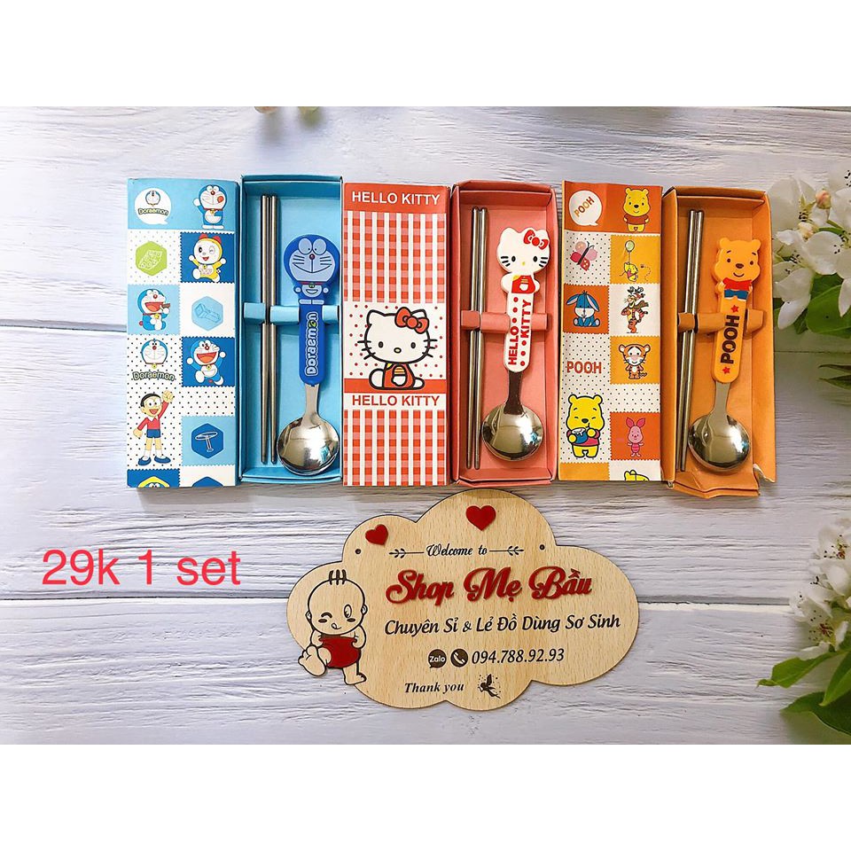Sét Thìa đũa inox cho bé tập ăn dặm