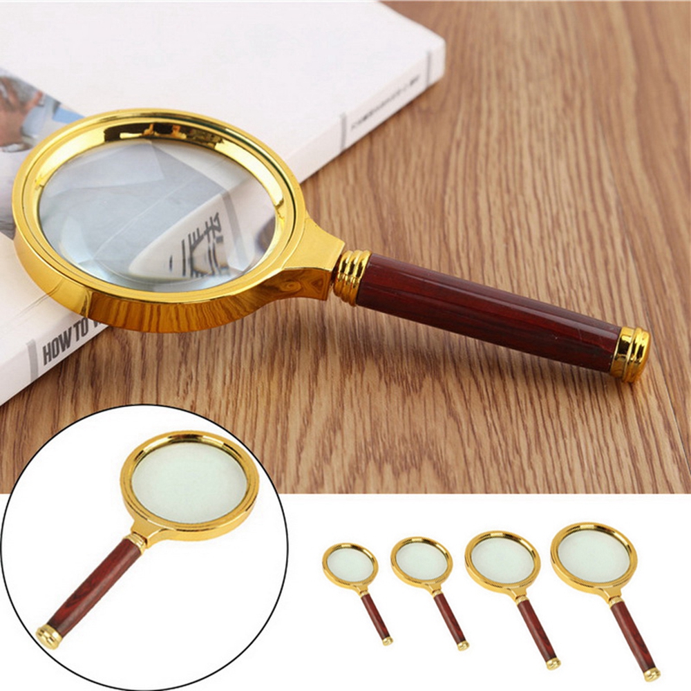 Kính lúp 10x 60mm / 70mm / 80mm / 90mm có tay cầm bằng gỗ tiện dụng