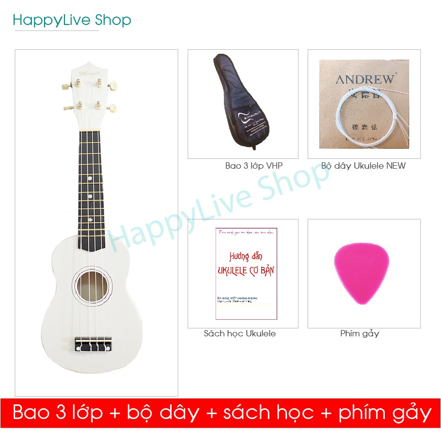 Đàn Ukulele White Soprano + Bộ phụ kiện