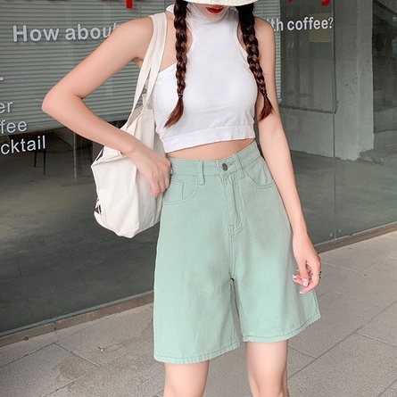 Quần lửng ngố kaki nữ lưng cao ống rộng phong cách Ullzang có Bigsize tới 70kg