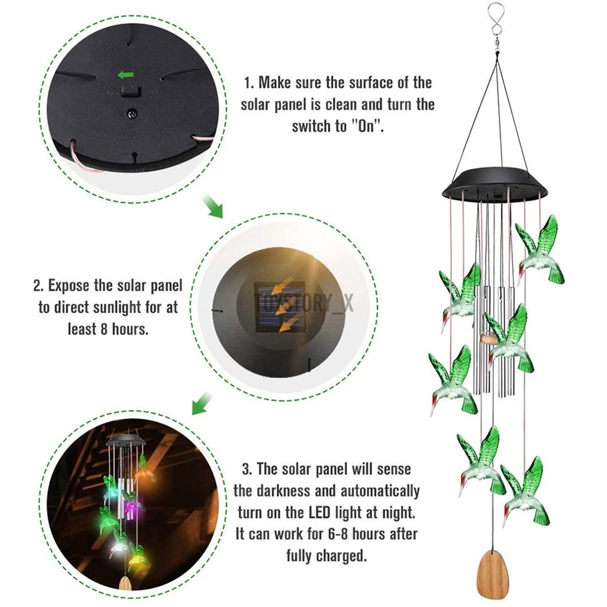 utterfly/ Color bubble column/HummingbirdSolar Wind Chime Light Waterproof