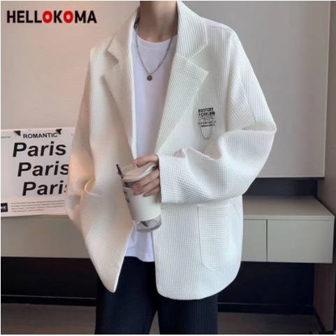 Áo Khoác Vest Dáng Rộng Màu Sắc Trơn Phong Cách Hàn Quốc Cho Nam Giới