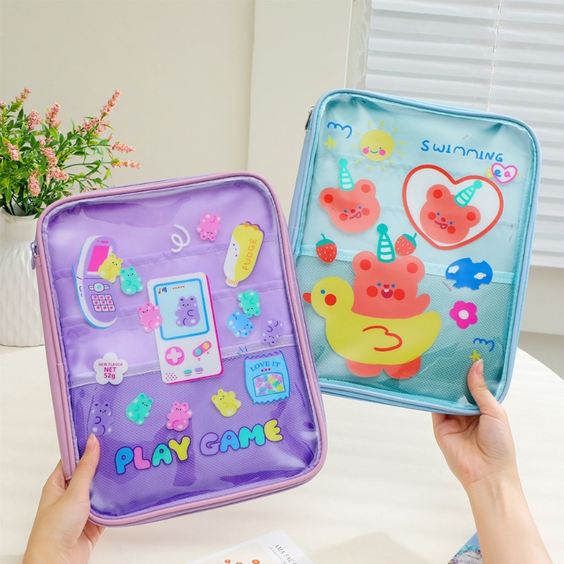 Túi Đựng Máy Tính Bảng Trong Suốt Họa Tiết Gấu Hoạt Hình
