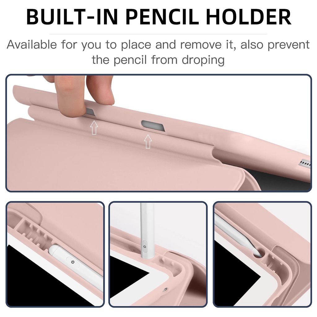 Ốp Máy Tính Bảng Có Ngăn Đựng Bút Chống Rơi Cho Ipad Pro 11/12.9 Inch Mini 6th Air 3/4th Gen 9.7 10.2 Inch