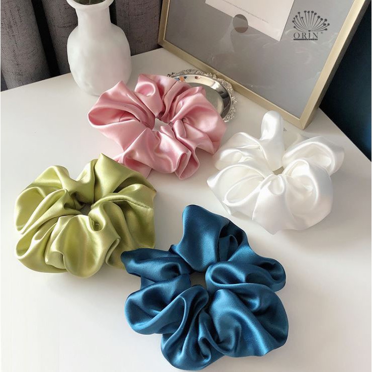 Cột tóc vải scrunchies buộc tóc vải trơn bóng loại đẹp hot trend K1054 K1055