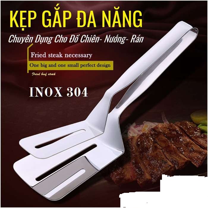 KẸP GẮP INOX DỤNG CỤ LÀM BẾP ĐA NĂNG KẸP GẮP ĐỒ NÓNG NHƯ BÍT TẾT, CÁ RÁN, THỊT NƯỚNG CHUYÊN DỤNG