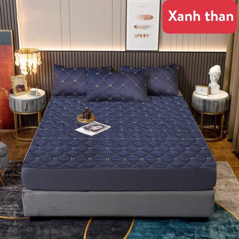 Ga gối bọc chun  lụa trần chữ H mềm mịn dùng cho cả 4 mùa