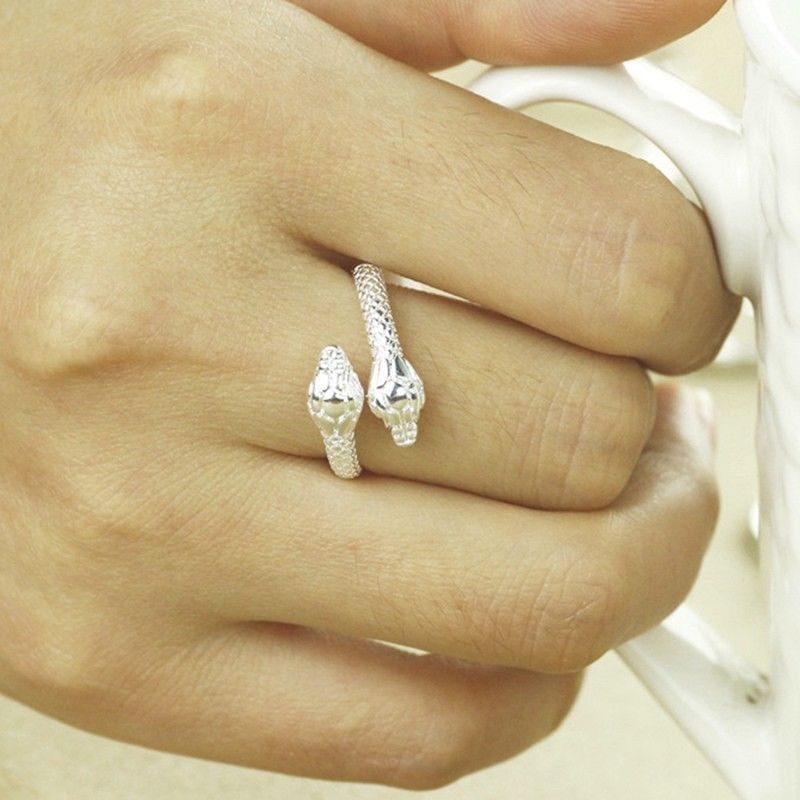 Nhẫn hở hình rắn mạ bạc thời trang cho cả nam và nữ