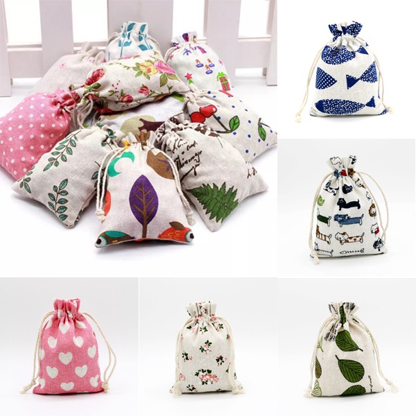Túi vải bố linen có dây rút gói quà đựng cà phê hoa khô kích thước nhỏ 10x14cm trang trí tiệc party đám cưới