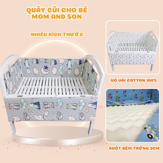 Quây Cũi Cho Bé - 4 Tấm Cho Nôi Cũi Trẻ Em Chất Liệu Đệm Trứng Và Cotton An Toàn Cho Bé-Quây Cũi MOM AND SON