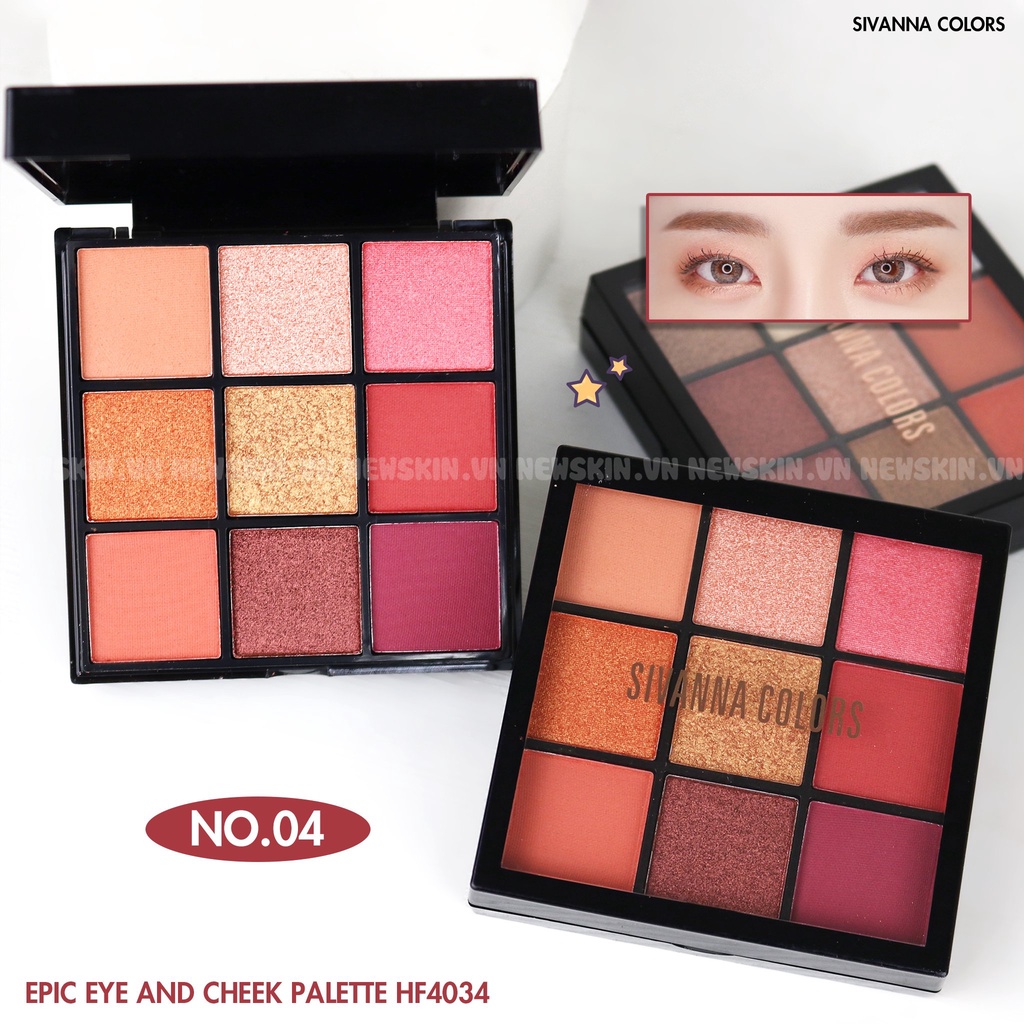 Bảng Phấn Má Hồng &amp; Mắt SIVANNA COLORS Epic Eye And Cheek Palette HF4034