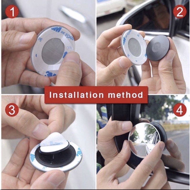 Gương Cầu Lồi Gắn Kính Hậu Ô tô Xoay 360 Xóa Điểm Mù 1 CẶP không viền