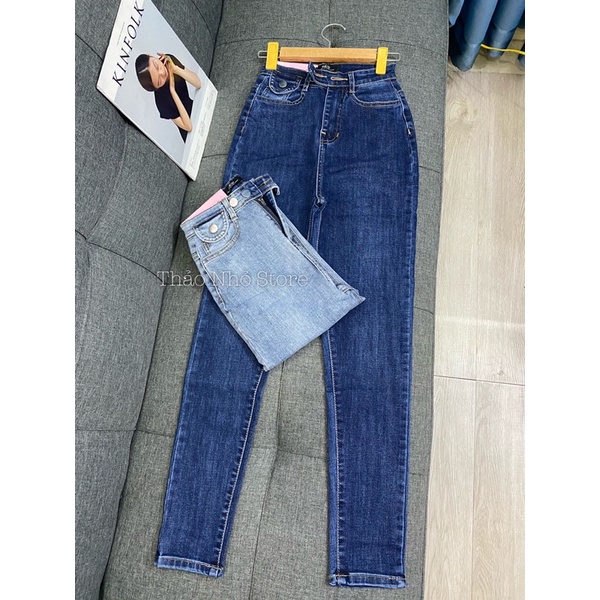 quần jean lưng siêu cao 2 núc túi nắp (hình thật camera thường)