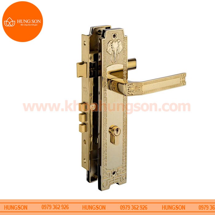KHÓA TAY NẮM CỬA ĐI ĐỒNG THAU HUY HOÀNG HC 8528 PVD GOLD