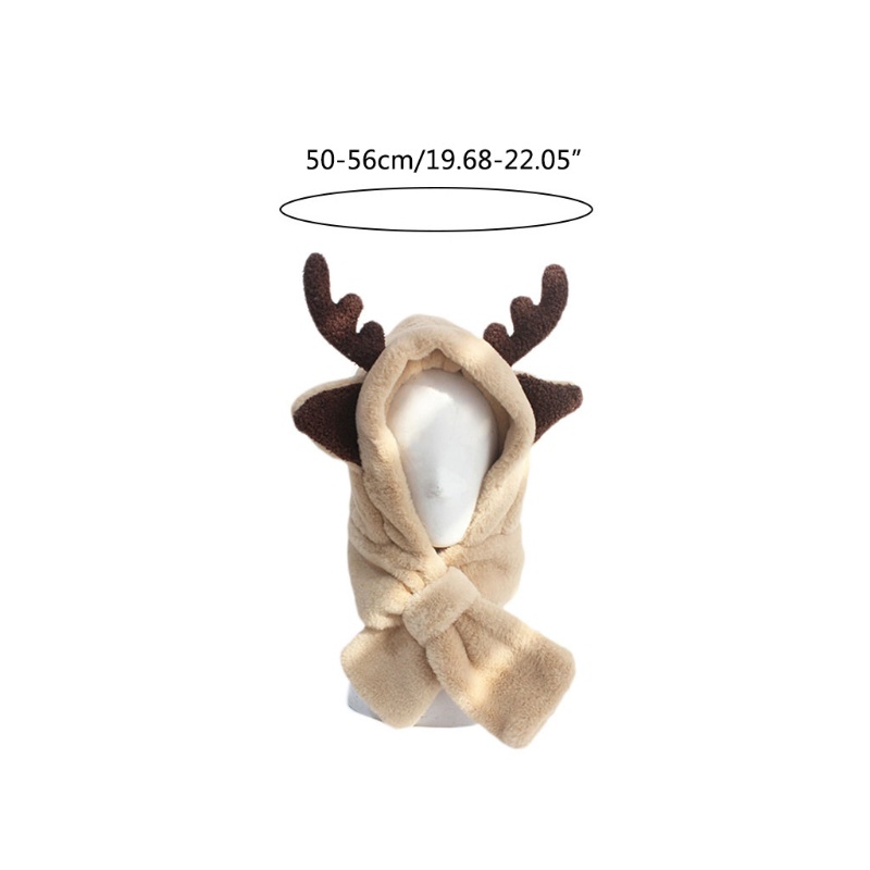 Mũ Trùm Đầu Kiêm Khăn Choàng Cổ Bằng Vải Bông Siêu Mềm Ấm Áp Hình Tuần Lộc