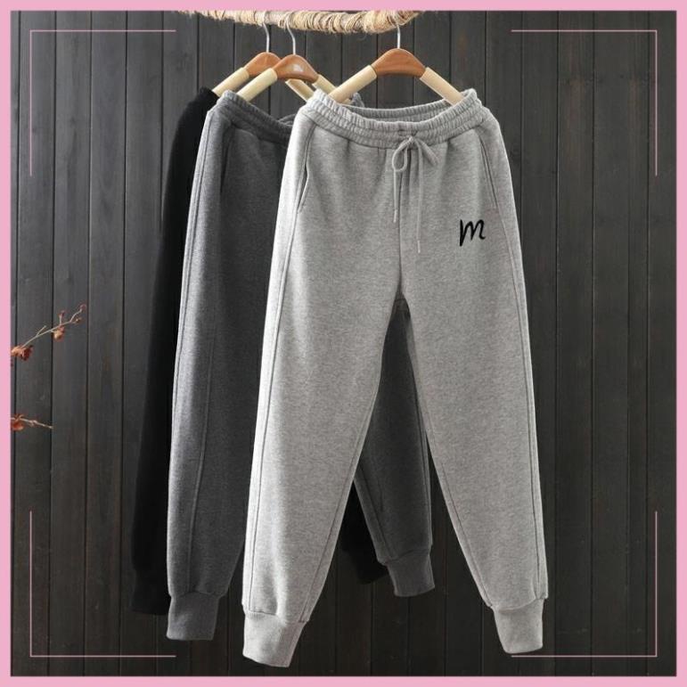 Quần Jogger Thể Thao Nữ in Chữ Bo Gấu vải Da Cá 65