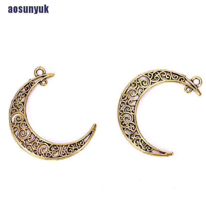 Bộ 10 mặt charm bằng hợp kim hình mặt trăng phong cách cổ điển