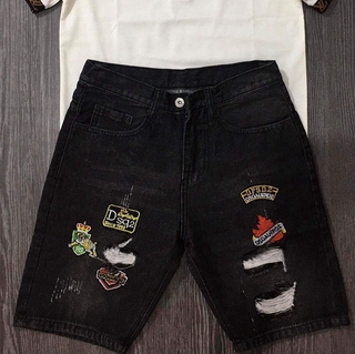 Quần short jean nam DSQ đen rách thêu logo form chuẩn dáng MS3318 cao cấp