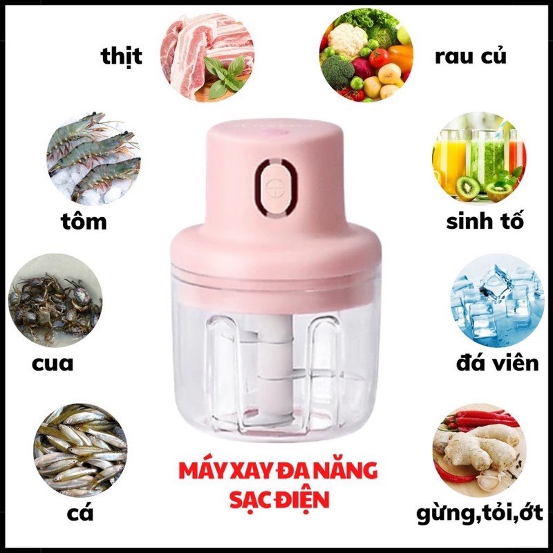 Máy xay tỏi ớt bằng điện cầm tay mini tiện dụng - Máy xay đa năng 250ml