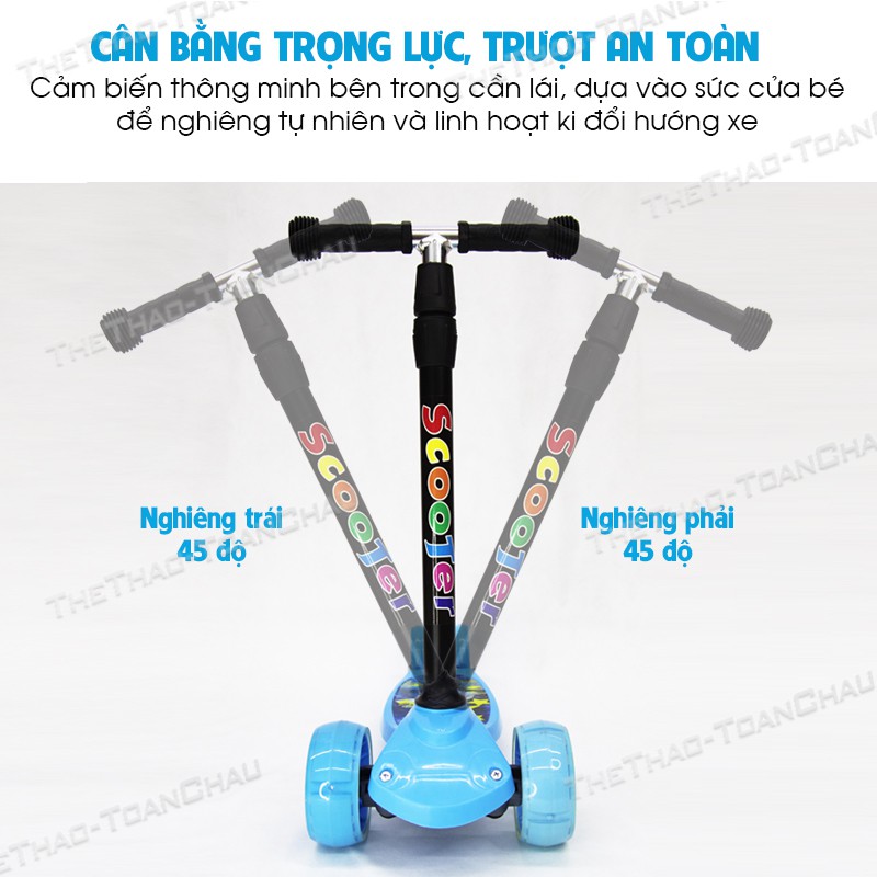 Xe Scooter 4 bánh [Nhập SHOPTC07 giảm 7%] Bánh xe x2 kích thước _ Shop Toàn Châu _ Khung xe bằng thép