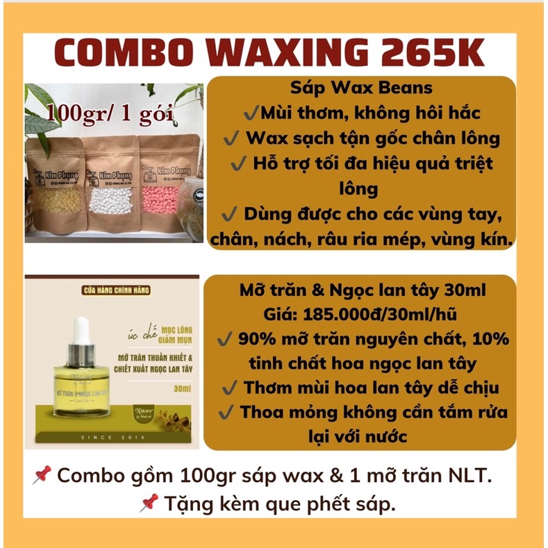 COMBO 100GR SÁP WAX LÔNG BEANS & MỠ TRĂN NGỌC LAN TÂY, triệt lông tay,chân,nách,ria mép,vùng kín