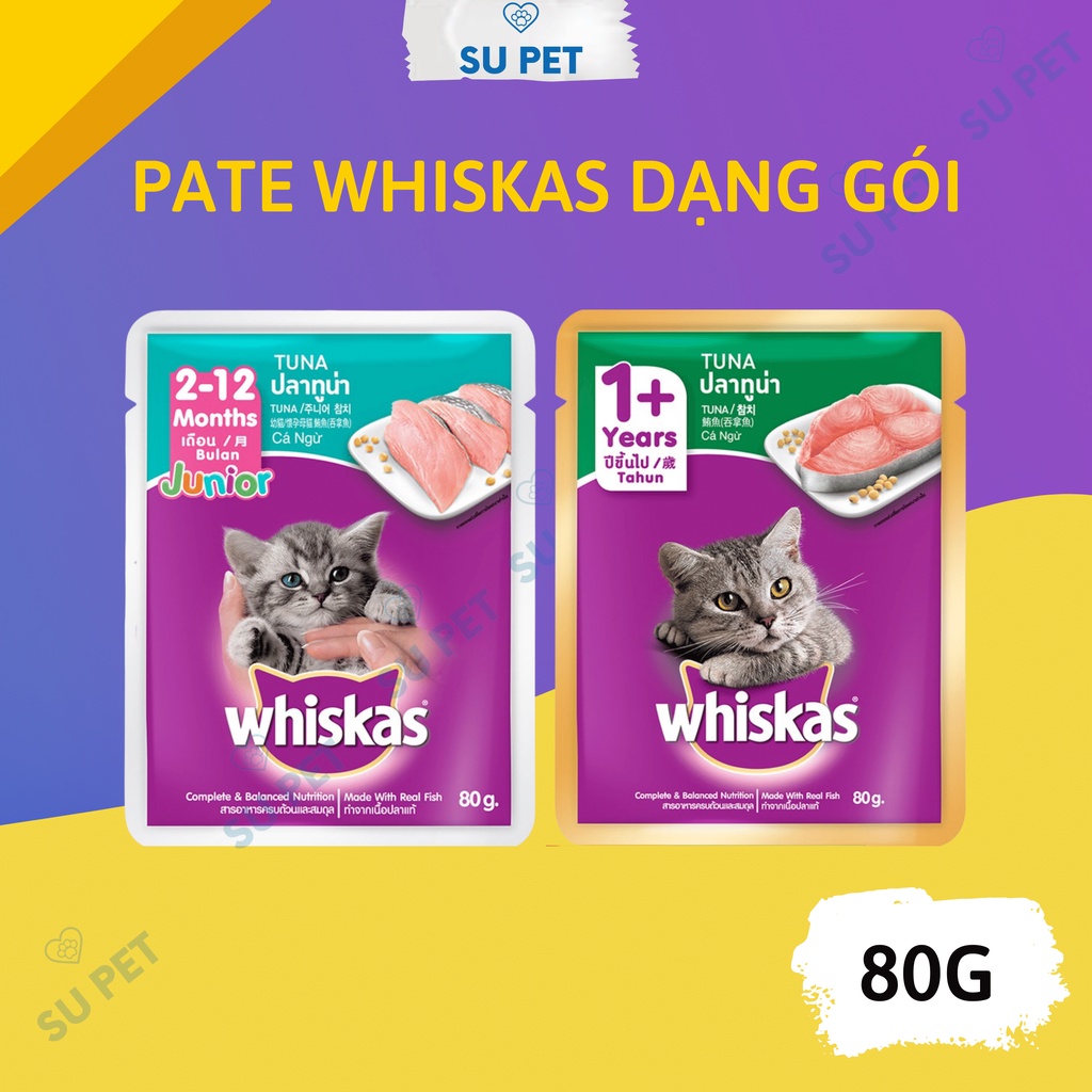 Pate thức ăn cho mèo thích hợp cho mọi lứa tuổi dạng túi 85g - Whiskas