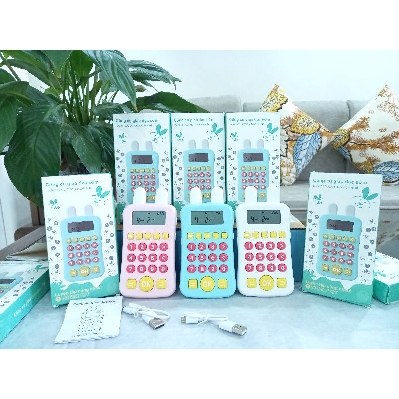 Máy tính  nhẩm luyện tập toán công cụ giáo dục sớm cho bé nhiều chức năng kèm  bảng viết xoá LCD