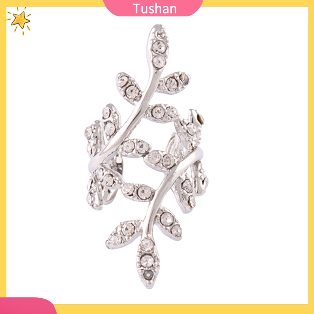Khuyên vành tai hình chiếc lá đính đá thời trang dành cho nữ