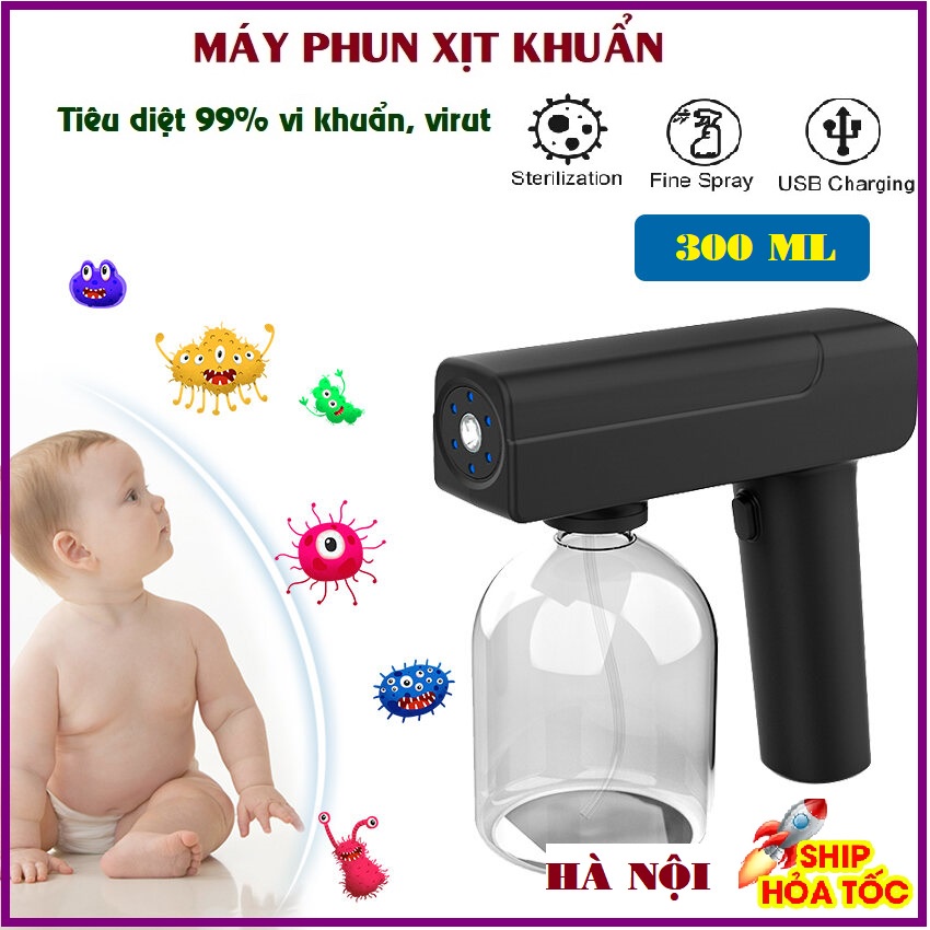 Máy Xịt Khử Khuẩn Cầm Tay, Súng Phun Khử Khuẩn Loại Mới khử khuẩn bằng tia UV, công suất mạnh phun xa tới 2.5m